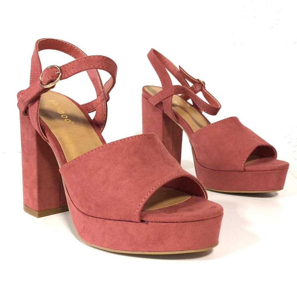 Bamboo Mauve Platform Block Heels - Picture 4 of 4